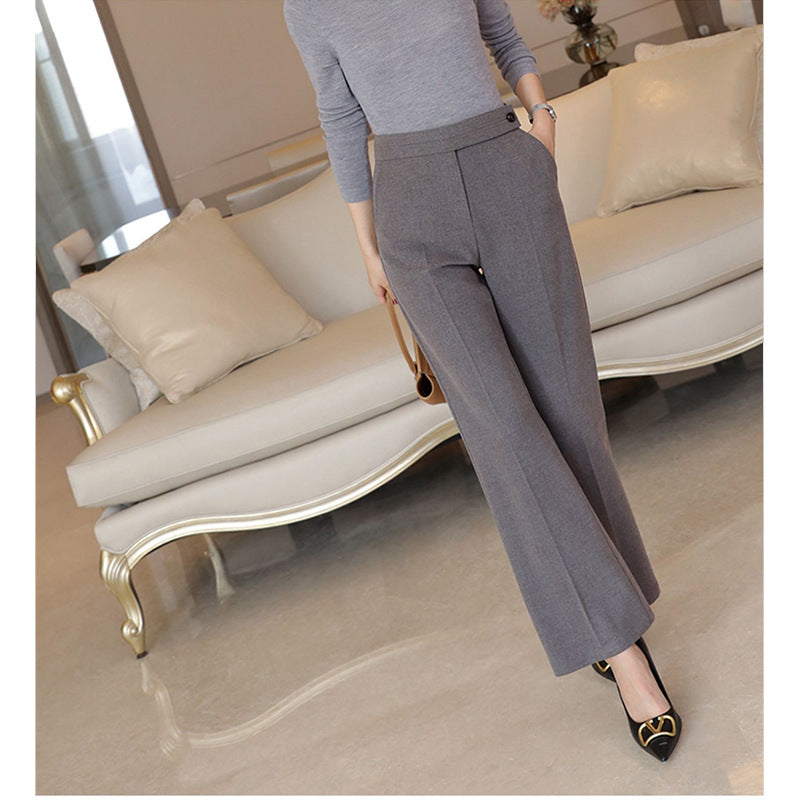 Dame elegant højtaljet bukser med bred ben og bundfald Stilla