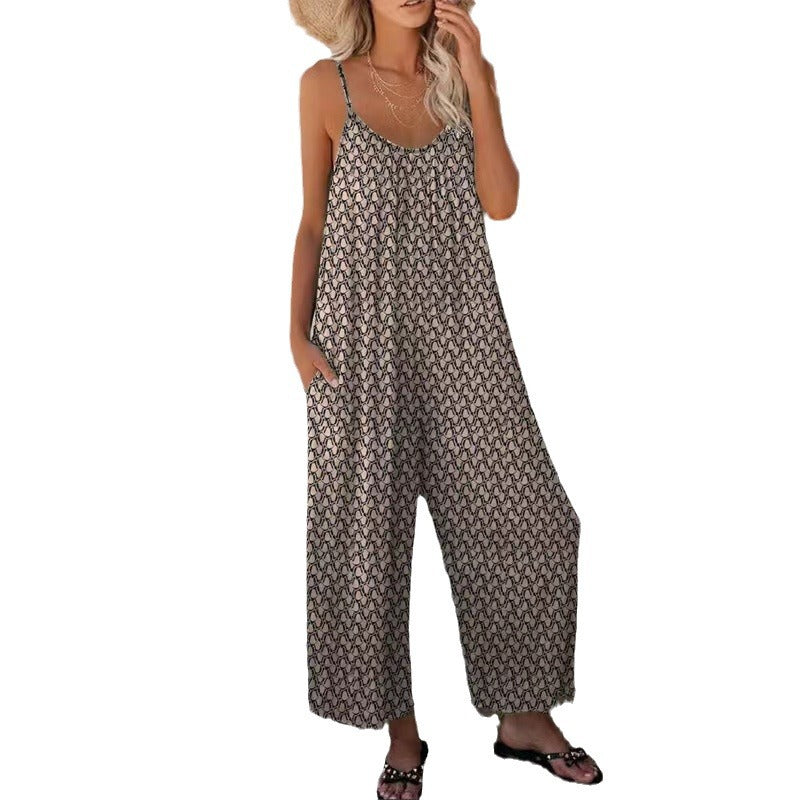 Dame jumpsuit med vidde ben og moderigtigt mønster Stilla