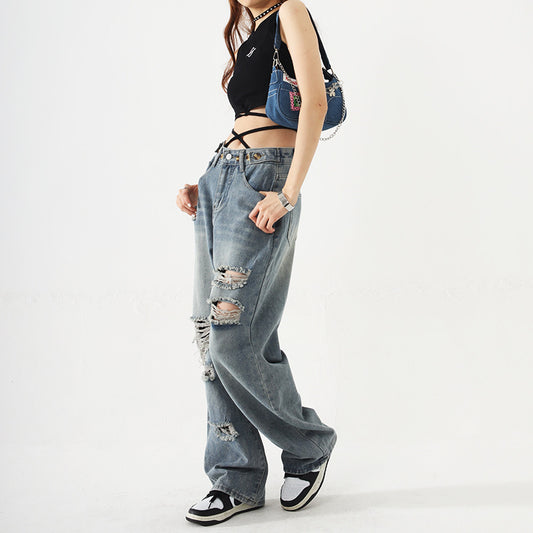Dame Distressed Relaxed Fit Jeans Stilla
