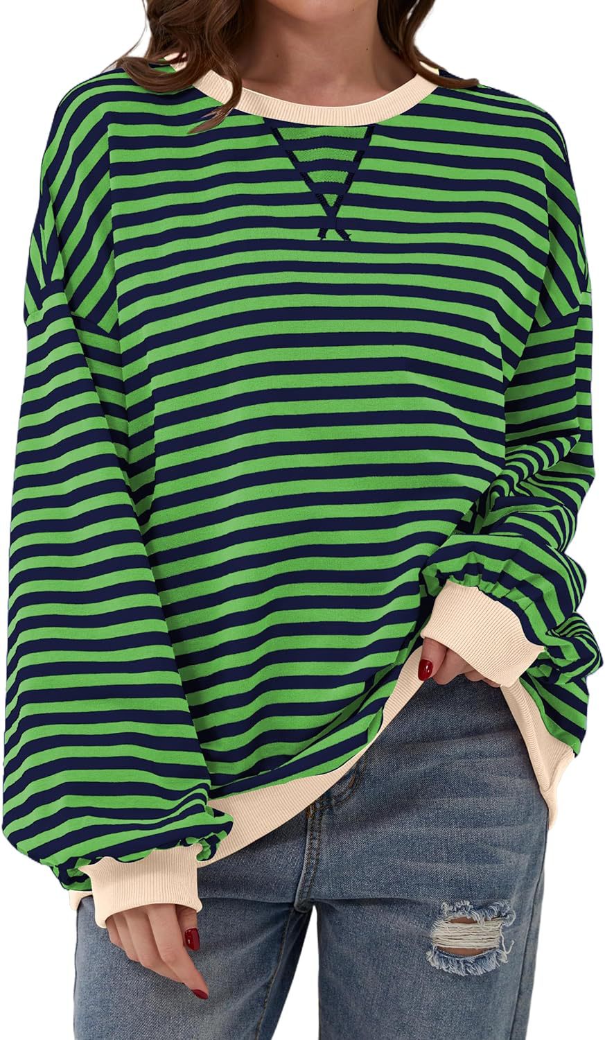 Stilla | Løs Stribet Pullover i Løs Pasform