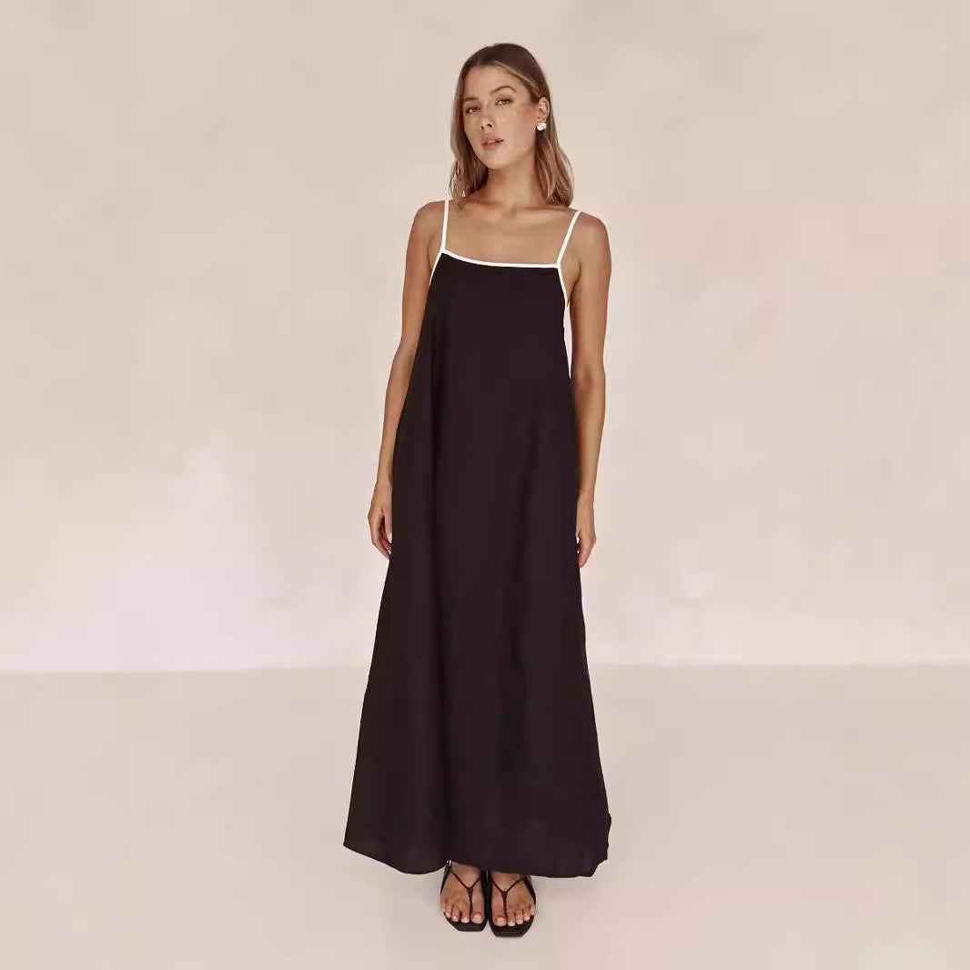 Dame afslappet maxikjole med tynde stropper og flydende snit Stilla