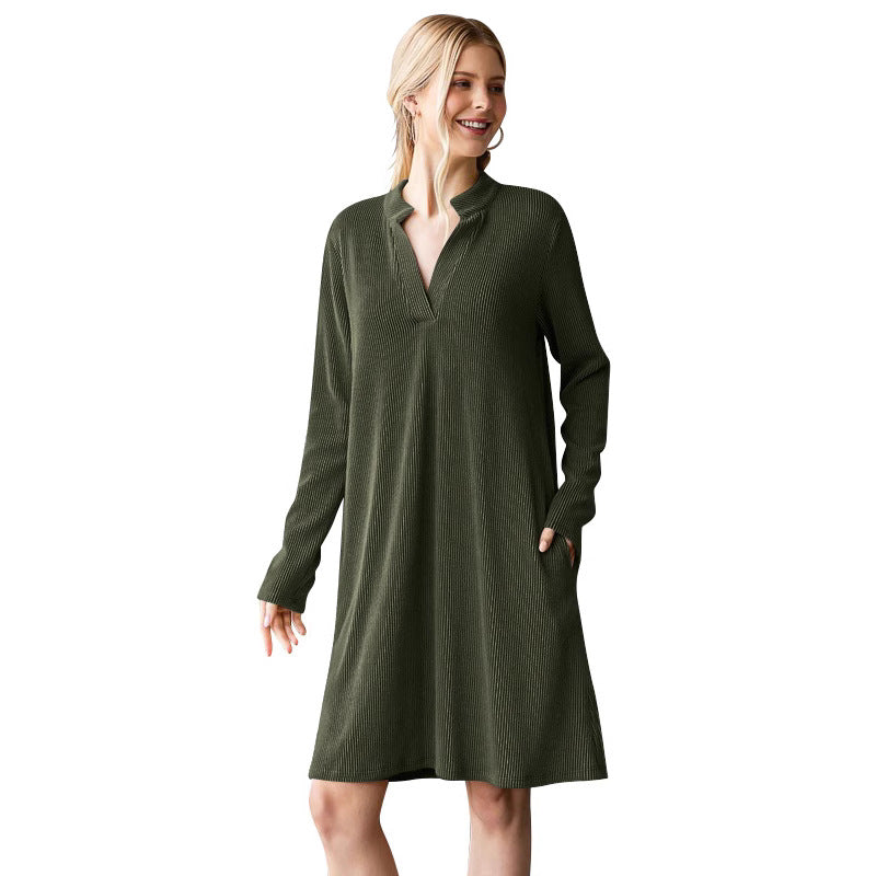 Dame afslappet fritidskjole med struktureret stof og praktiske lommer Stilla