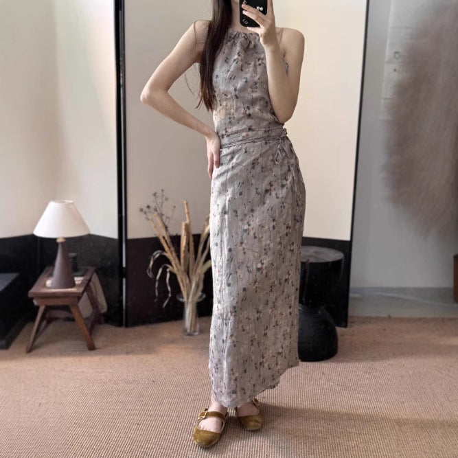 Dame Elegant Blomster Mønster Maxi Kjole Stilla