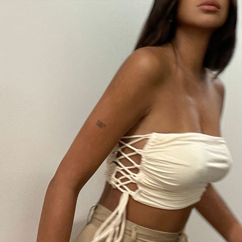 Dame Cropped Top med rynker og sidelandsbinding Stilla