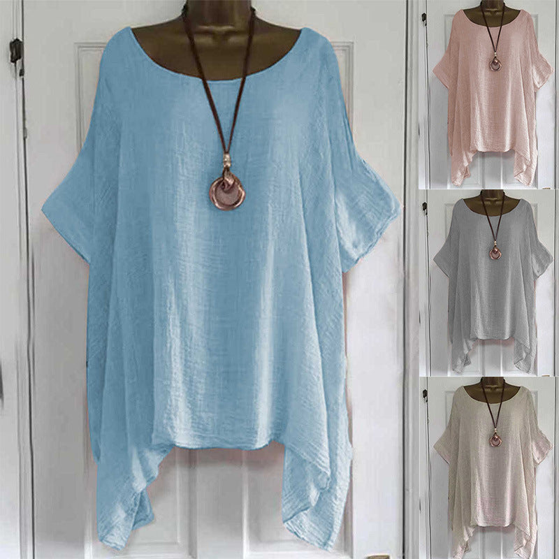 Dame afslappet oversized bluse shirt i let materiale med løs pasform Stilla