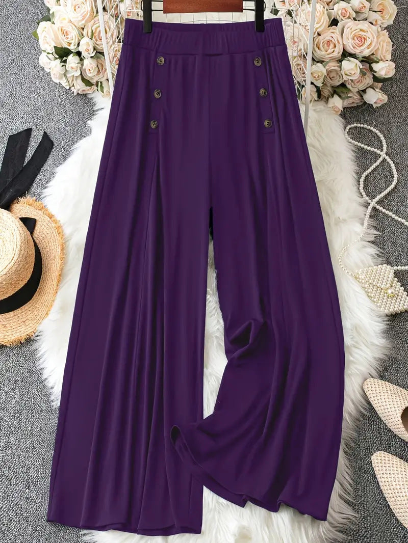 Dame elegant Culotte med knapdetaljer og høj talje Stilla