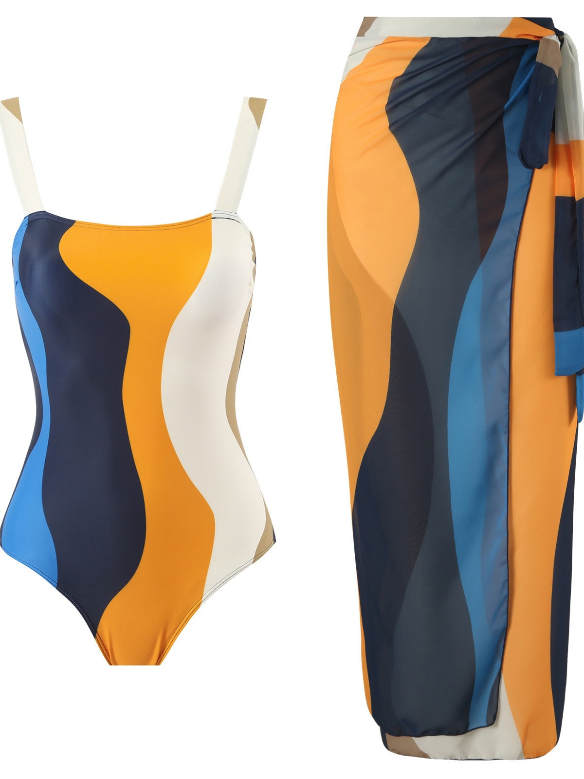 Dame elegant badedragt med omslagsskørt i moderne design Stilla