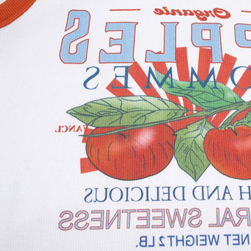 Dame Crop-top med vintage grafiktryk og elastiske stropper Stilla