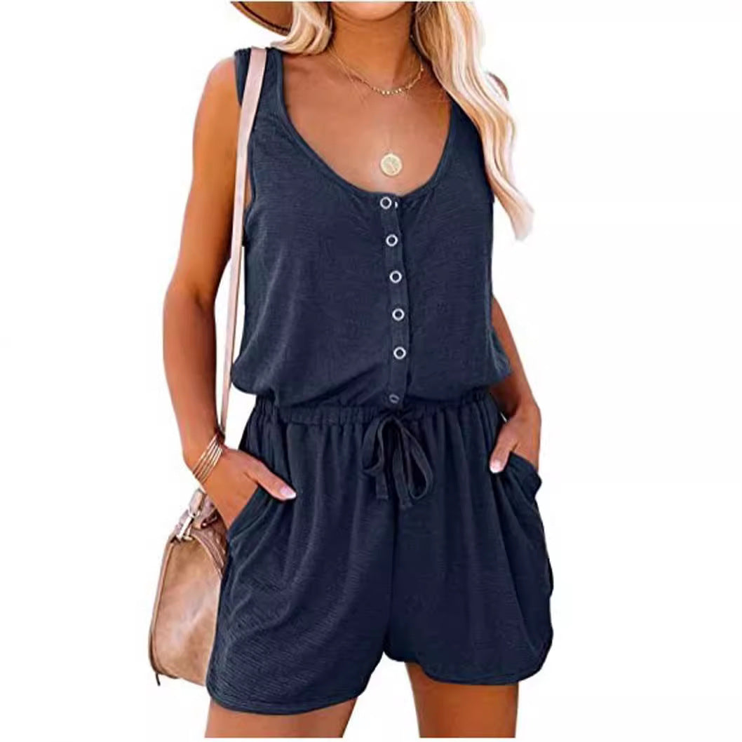 Damer Komfortabel Jumpsuit med knapdetaljer og afslappet snit Stilla
