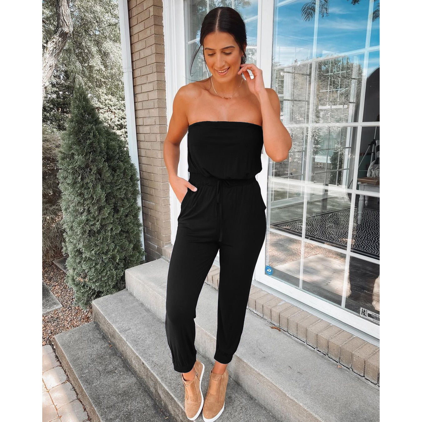 Dame Casual Jumpsuit med elastisk taljebånd og komfortabel pasform Stiila