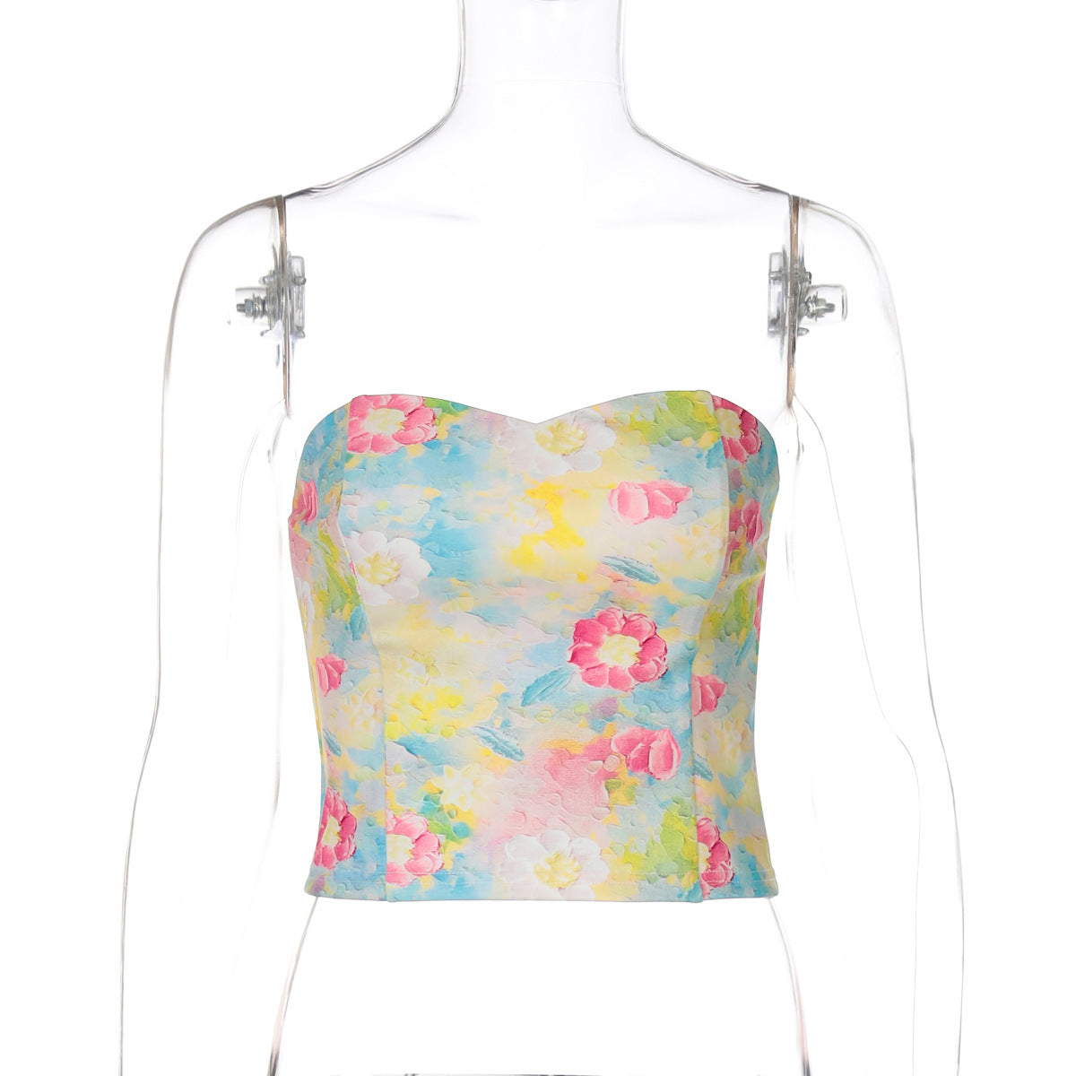 Dame Elegant Bustier-top med floral design og smal pasform Stilla
