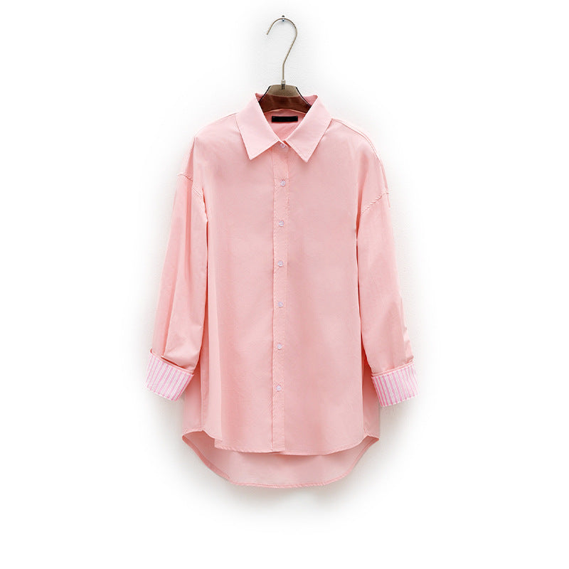 Dame afslappet skjorte med kontrastfarvede ærmer og moderne snit Stilla