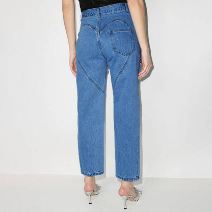 Damejeans med dekorative cut-outs og strasspynt Stilla