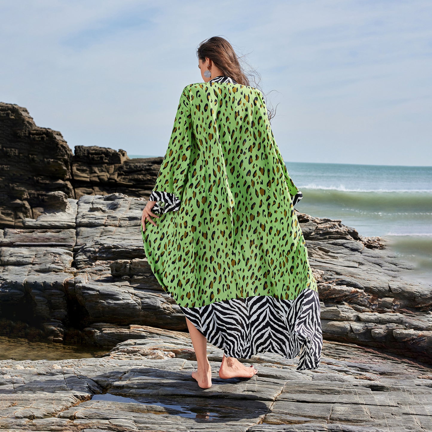 Dame Eksotisk Tryk Strandoverdel Robe Stilla