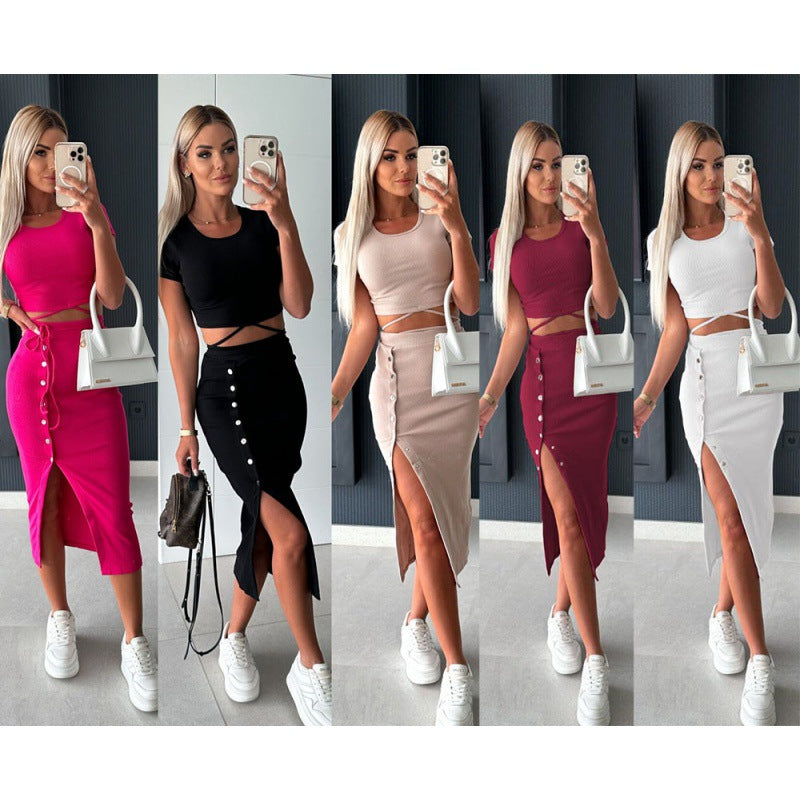 Dame Elastisk Crop-Top med snitdetaljer Stilla