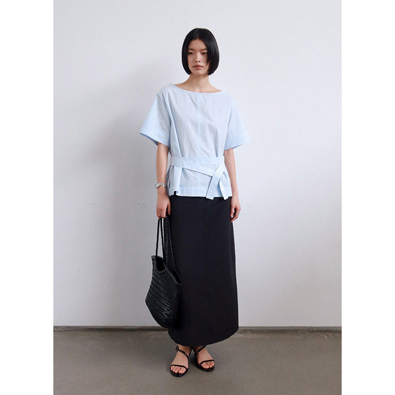 Dame afslappet oversized overdel med justerbart bælte Stilla