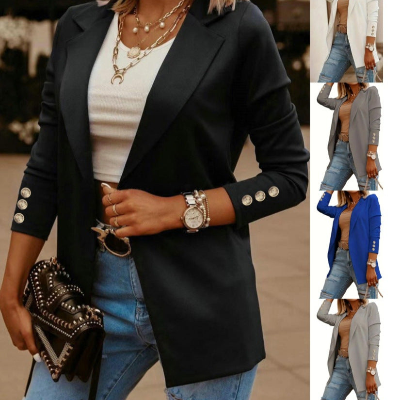 Dame Elegant Blazer med dekorative Knapper Stilla