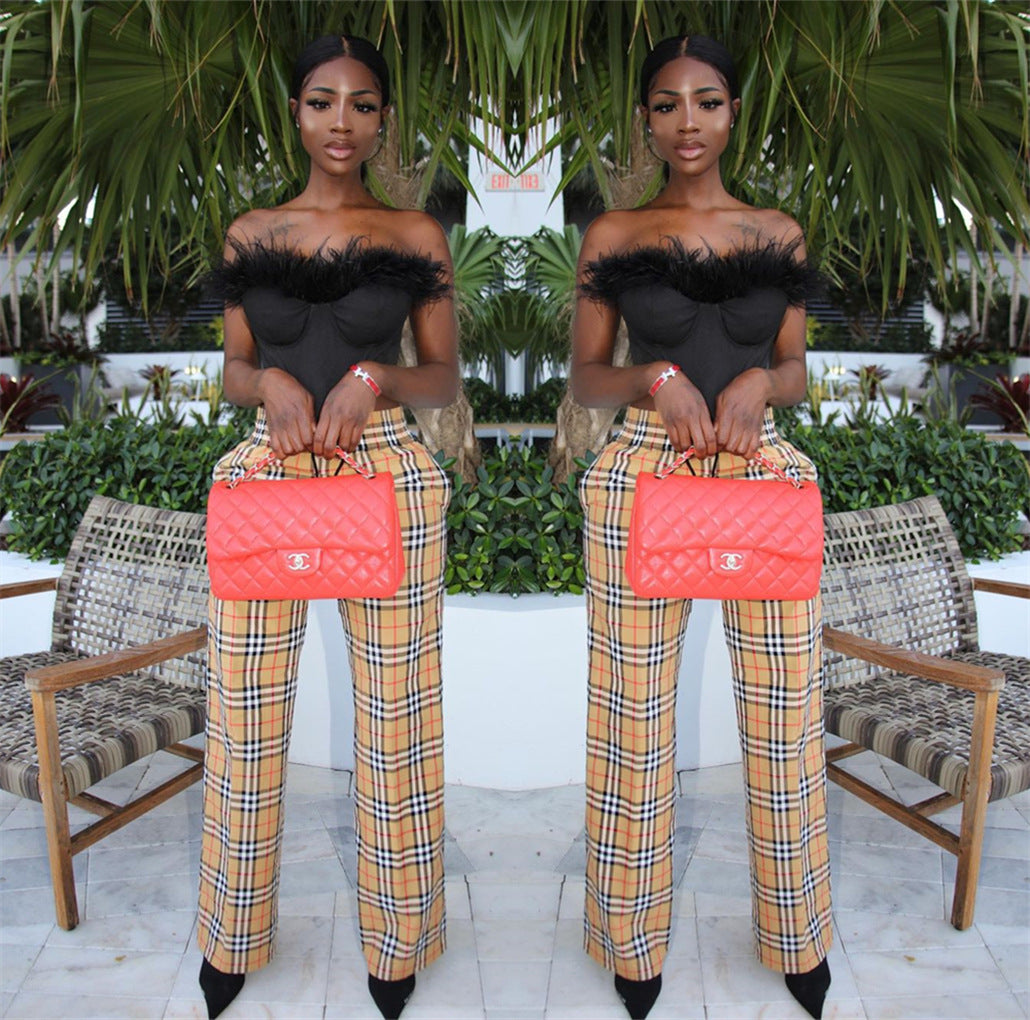 Dame Elegant Bustier med luksuriøse Palazzo-bukser Stilla