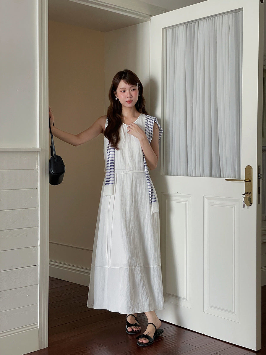 Dame afslappet maxikjole med flæse detaljer og elastisk talje Stilla