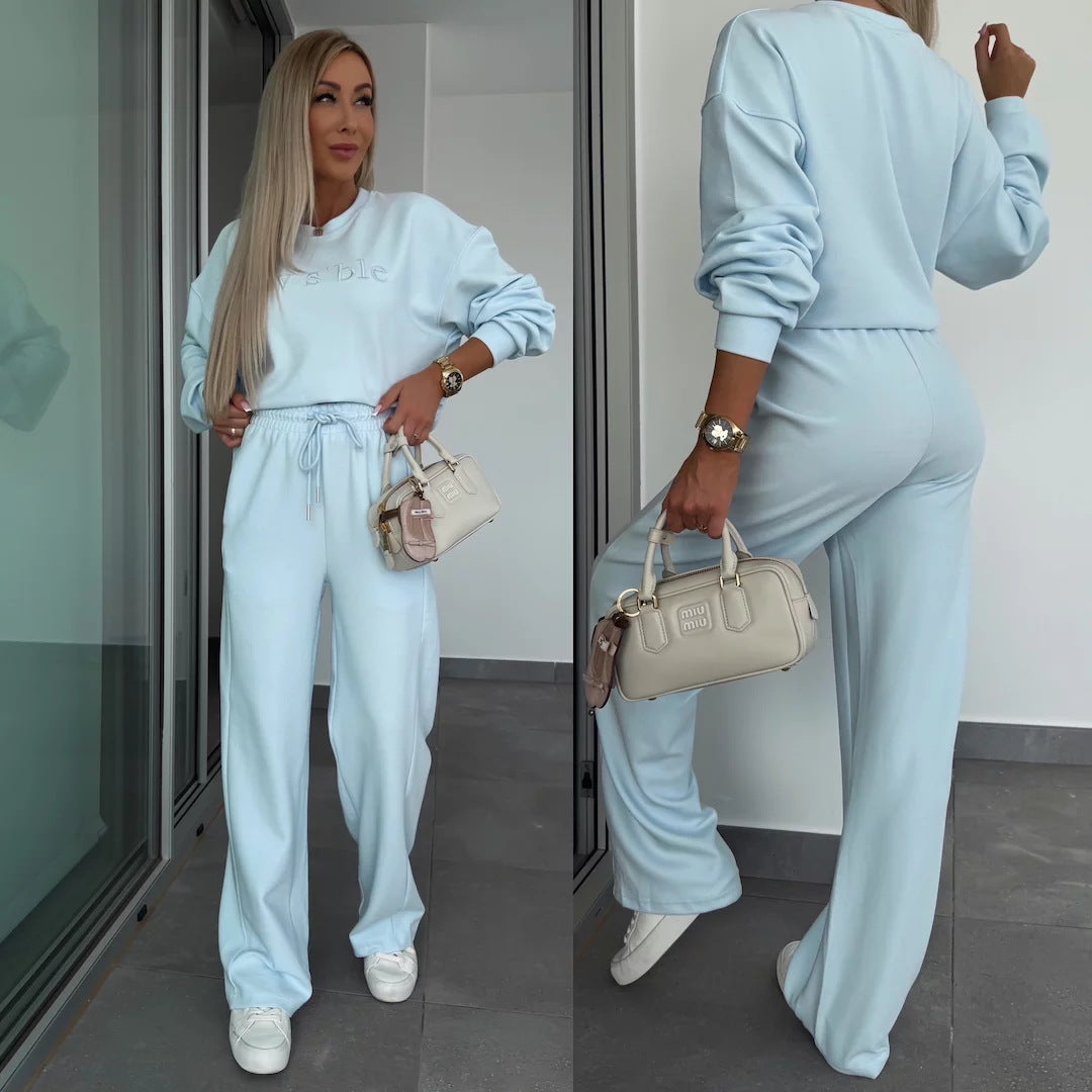 Dame afslappet fritids-sæt med oversized sweatshirt og joggebukser Stilla