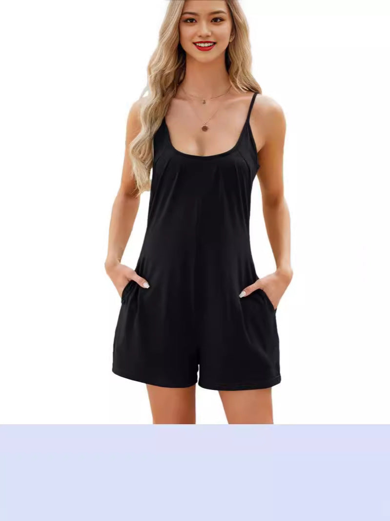 Dame jumpsuit med spaghetti-stropper og praktiske lommer Stilla