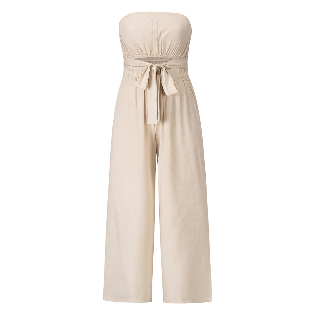 Stilla | Afslappet Uden Ærmer Crop Top Bred Ben Lang Jumpsuit