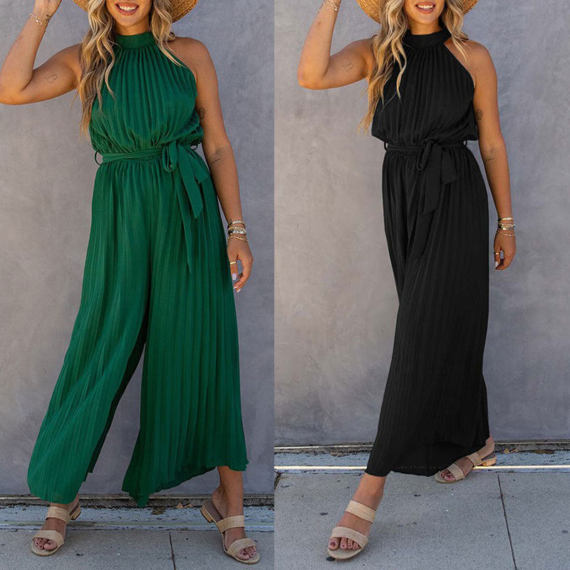 Dame elegant Plissé-jumpsuit Stilla