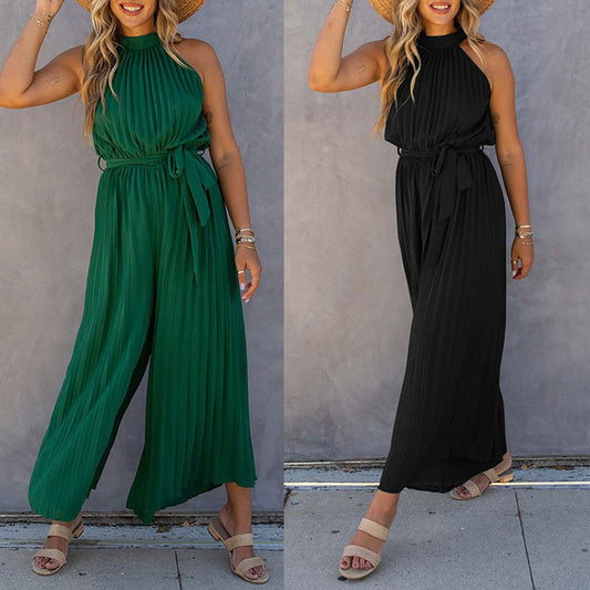 Dame elegant Plissé-jumpsuit Stilla