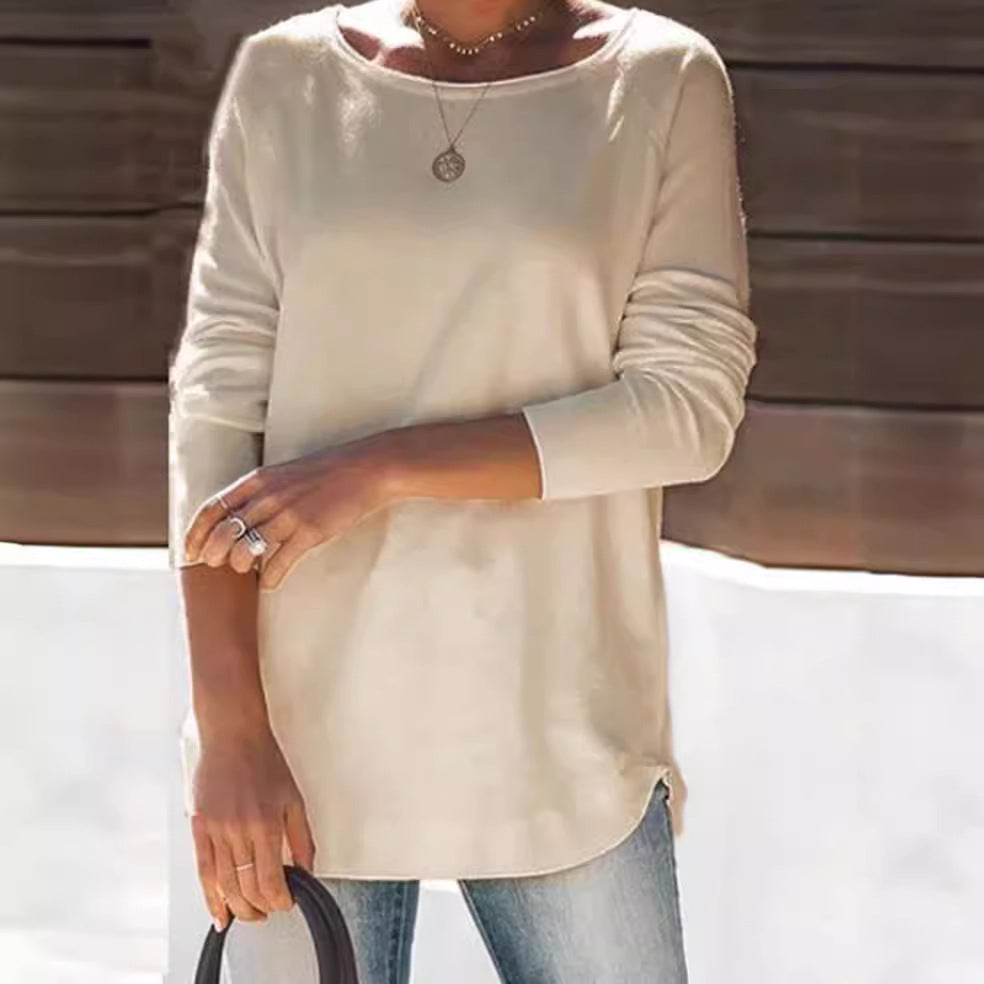 Dame afslappet langærmet skjorte med asymmetrisk snit Stilla