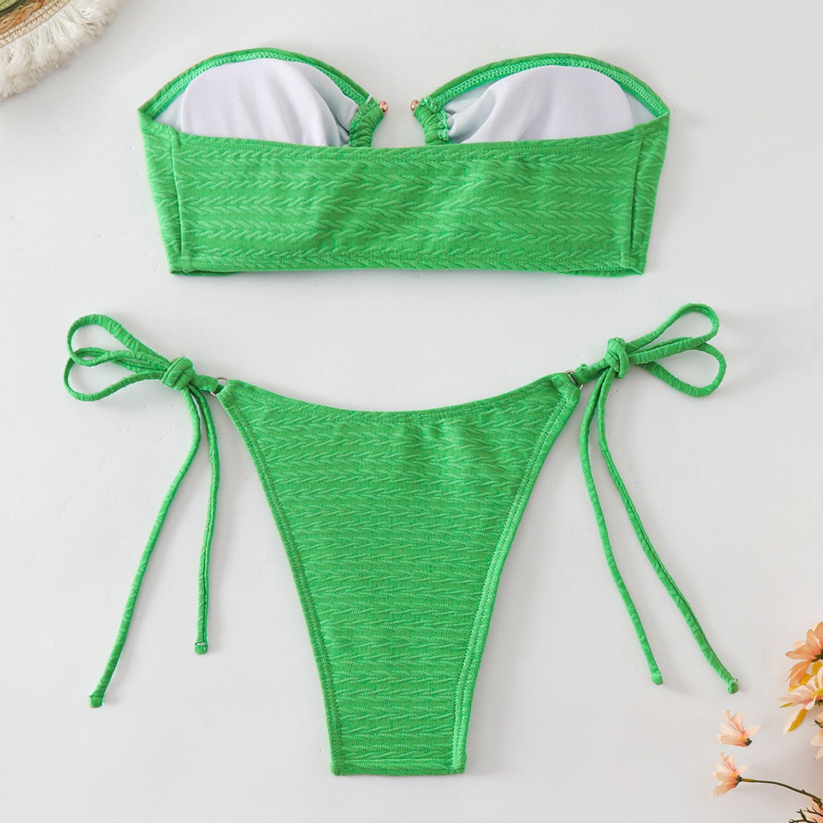 Dame elegant bandeau-bikini-sæt med justerbare bånd Stilla