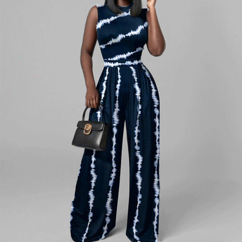Dame elegant jumpsuit med bred ben og lukkede skuldre Stilla