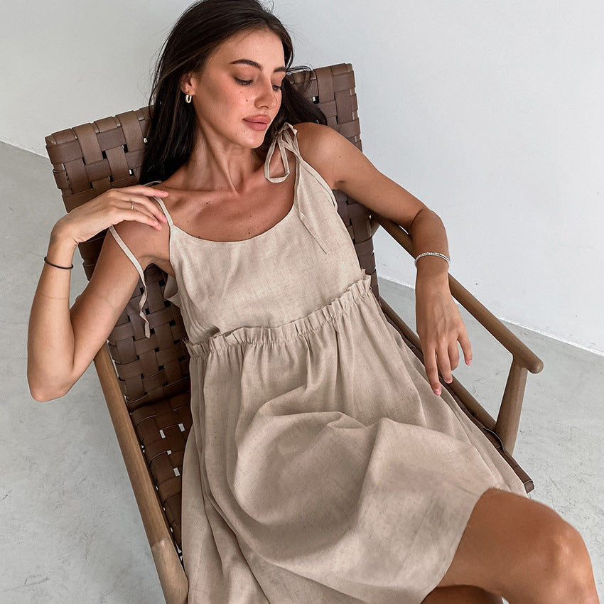 Dame afslappet sommerkjole med justerbare stropper og elastisk bånd Stilla