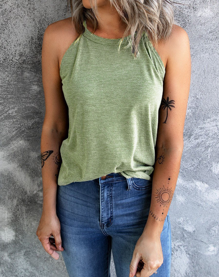 Dame afslappet bomulds-top med høj krave og løs pasform Stilla