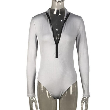 Damer Langærmet Bodysuit med høj krave og lynlås Stilla