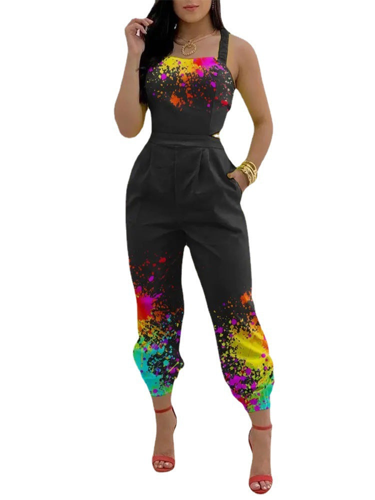 Dame Modish Jumpsuit med blomsterdesign og højopstående rygudskæring Stilla