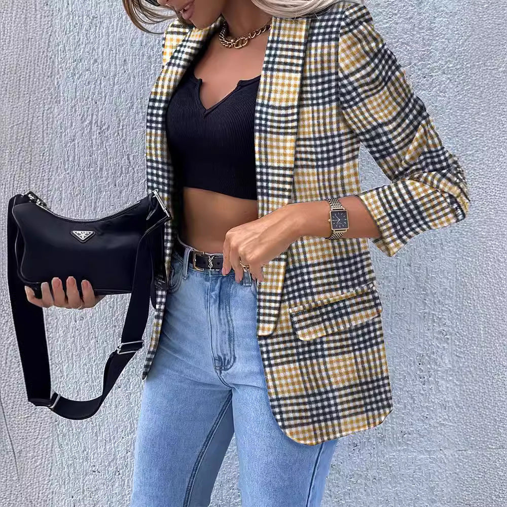 Dame Elegant Blazer med detaljerede lommer og figursyet snit Stilla