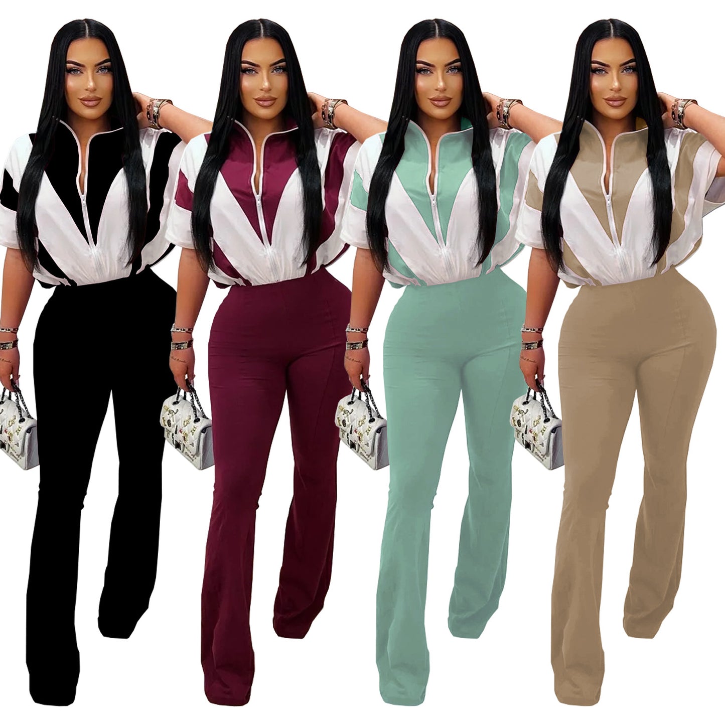 Dame Elegant og behagelig jumpsuit med stilfuld krave og bredt ben Stilla