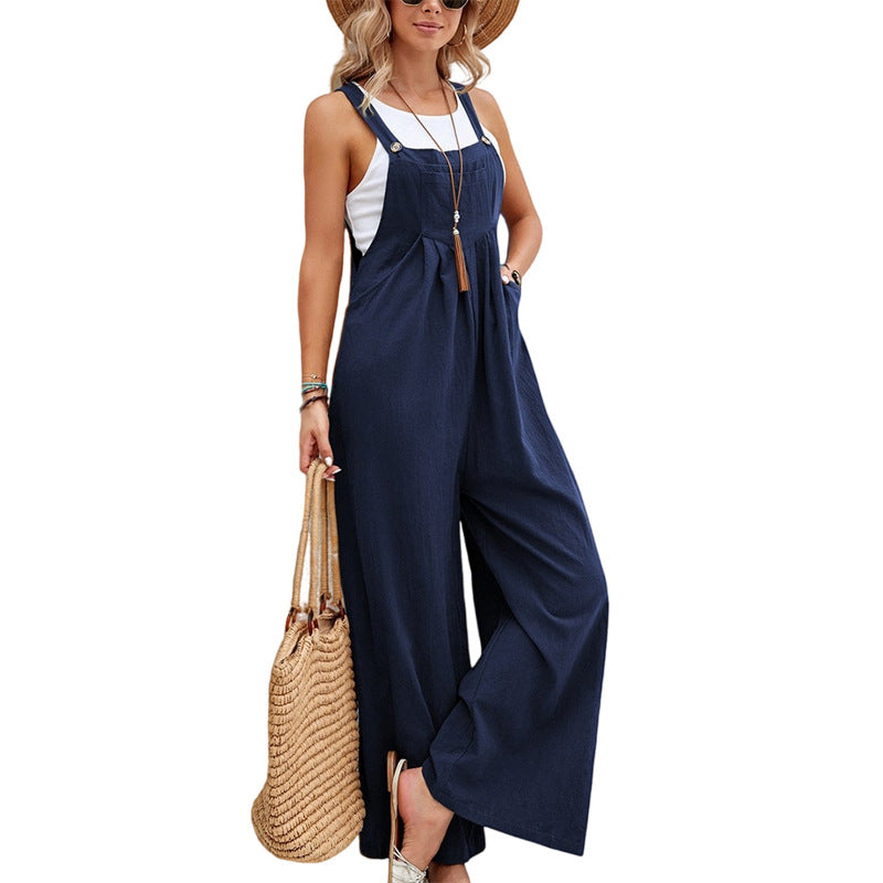 Dame Wide Jumpsuit med lommer og justerbare stropper Stilla