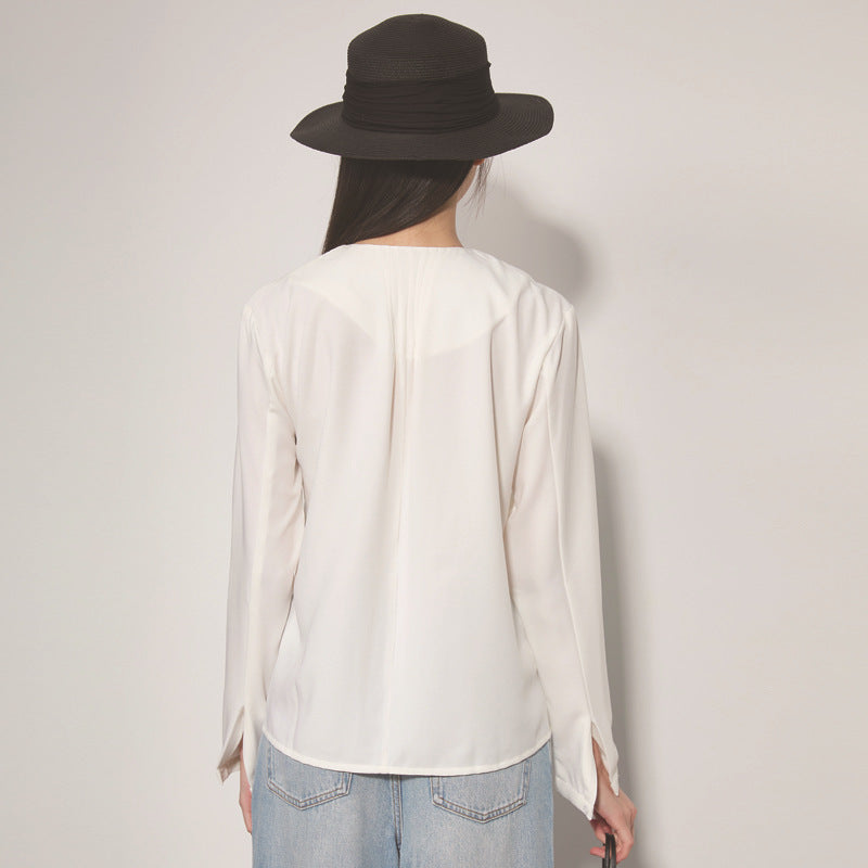 Dame elegant bluse med innovativ krave Stilla