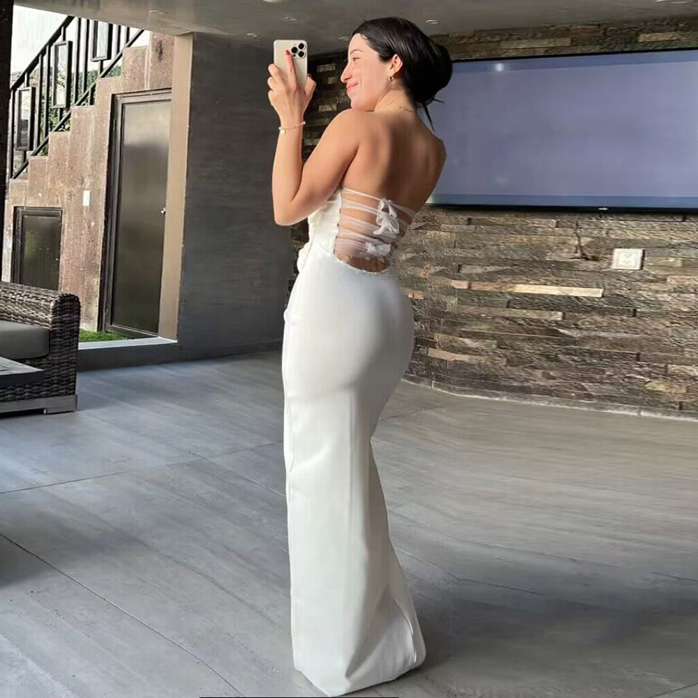 Dame Elegant aftenkjole med blomsterdesign og split Stilla