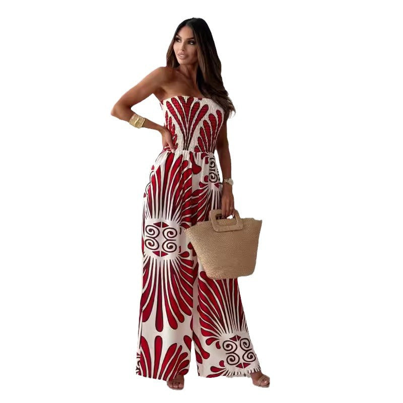Dame Elegant og luftig Maxi- jumpsuit med blomster mønster Stilla
