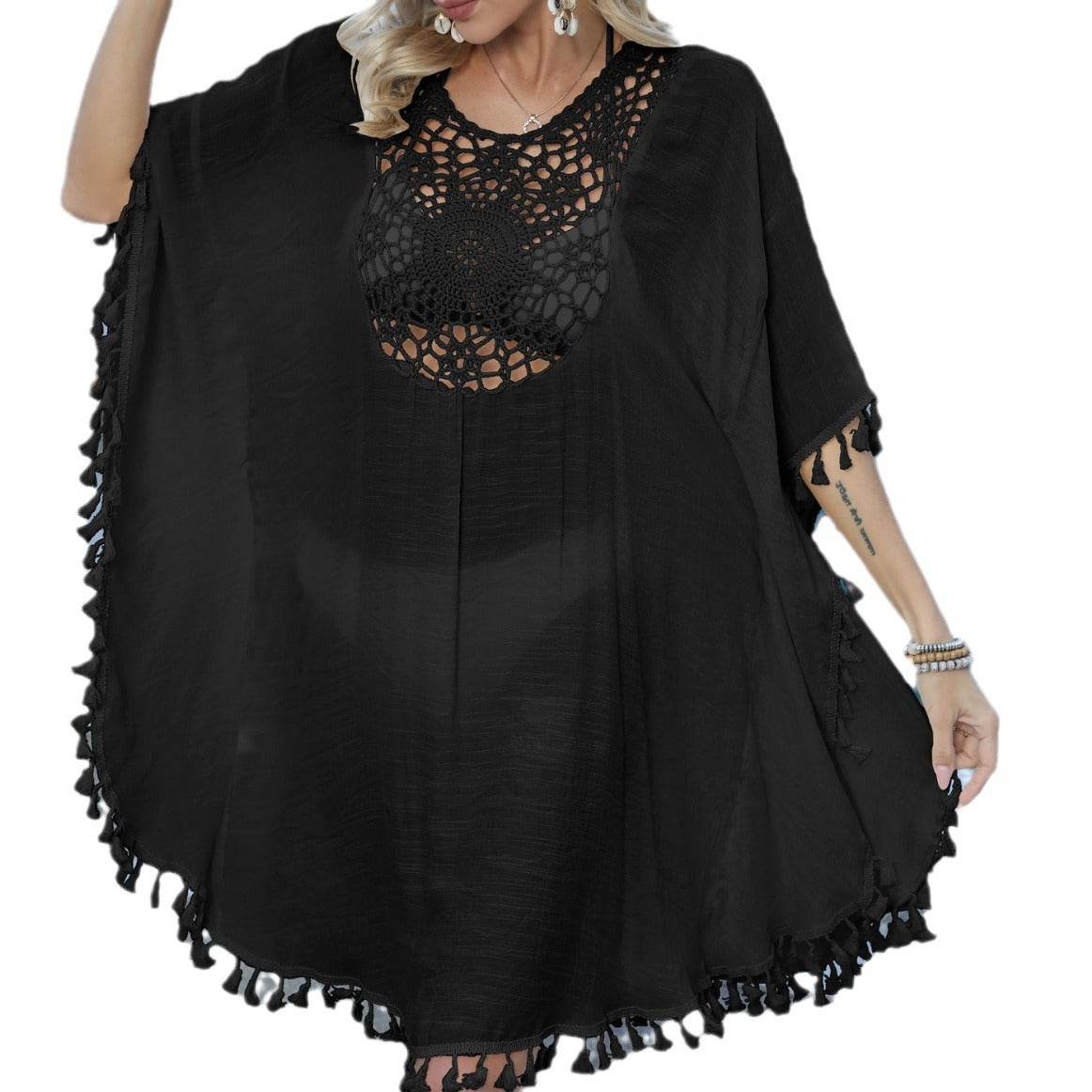 Dame elegant hæklet strik strandovertræk Stilla