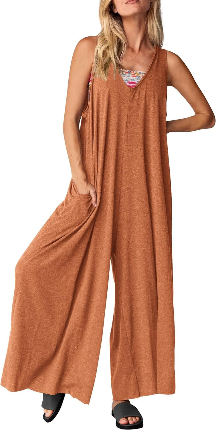 Dame jumpsuit i blødt materiale med sidelommer Stilla
