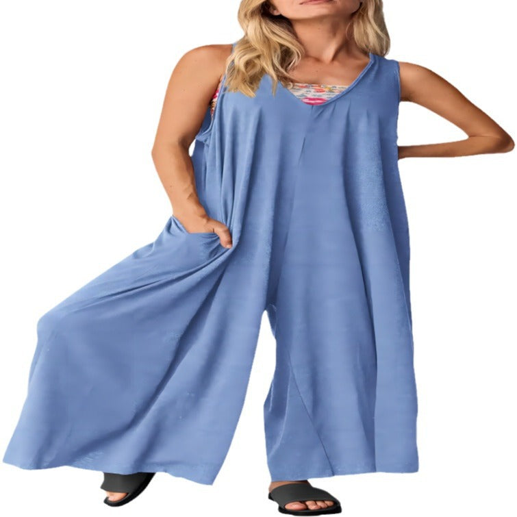 Dame jumpsuit i blødt materiale med sidelommer Stilla