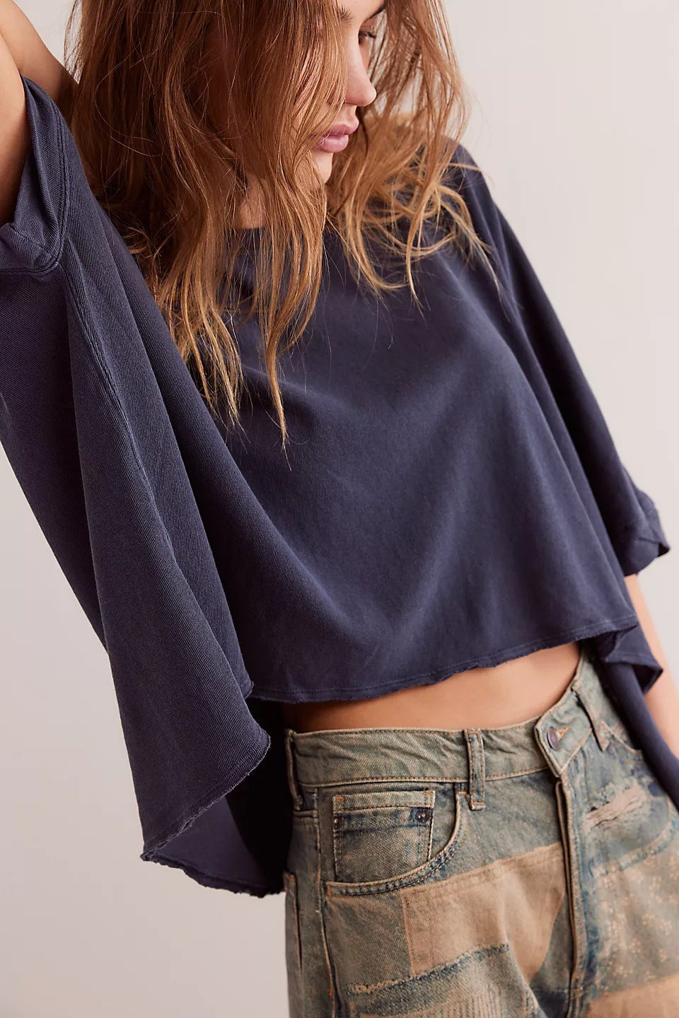 Dame afslappet cropped T-shirt med løs pasform Stilla