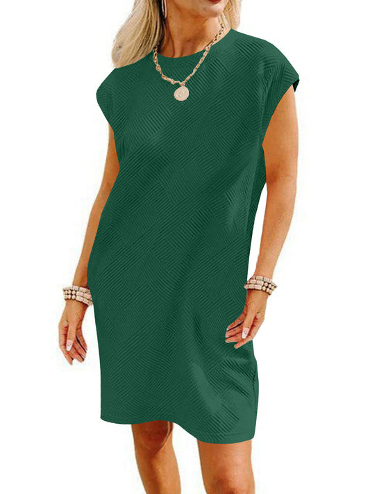 Dame afslappet kort kjole med fashionable struktur mønster og komfortabel pasform Stilla