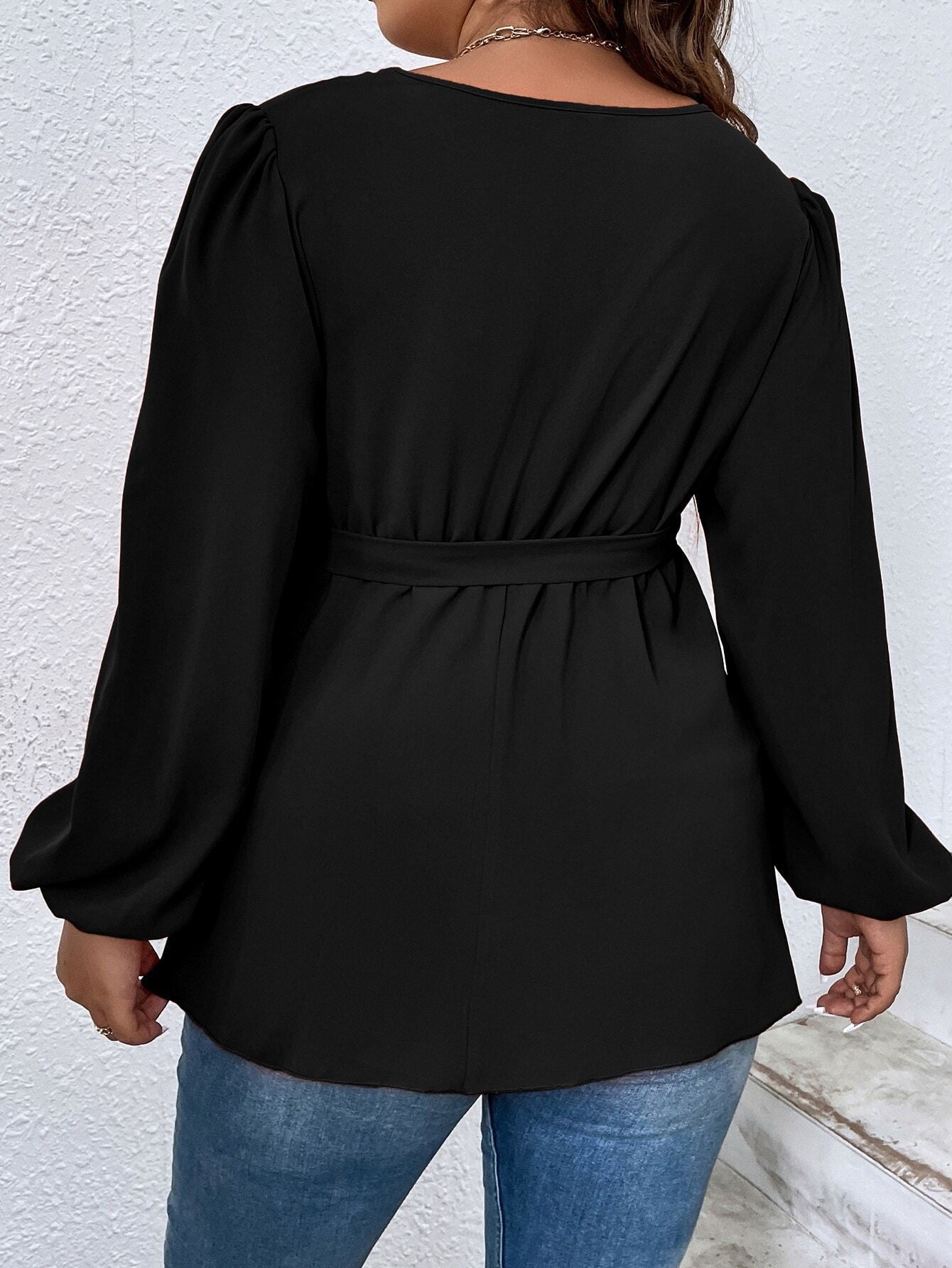 Dame afslappet bluse med voluminøse ærmer og taljevenlig Mabound Stilla