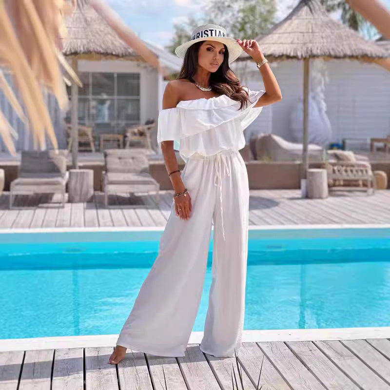 Dame Off-Shoulder Bredbens Jumpsuit Stilla