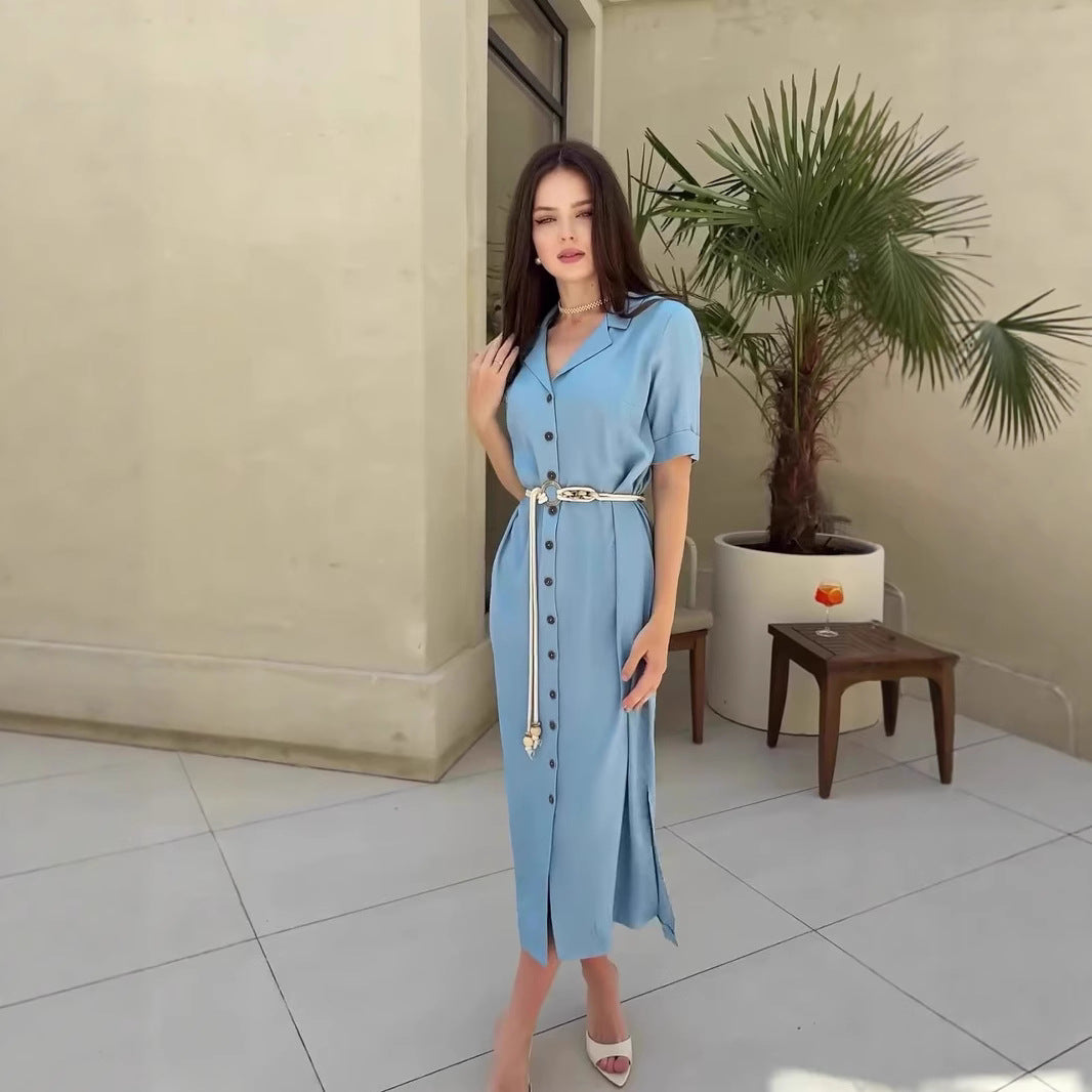 Dame Elegant Knap Skjorte Kjole Stilla