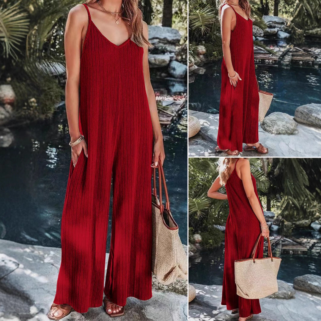 Dame rummelig pasform jumpsuit med fine striber Stilla